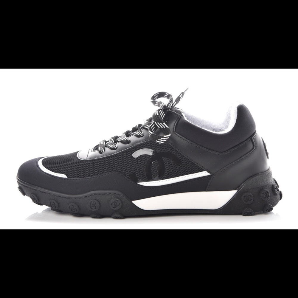 Chanel 2018 Calfskin and Nylon Black Sneakers